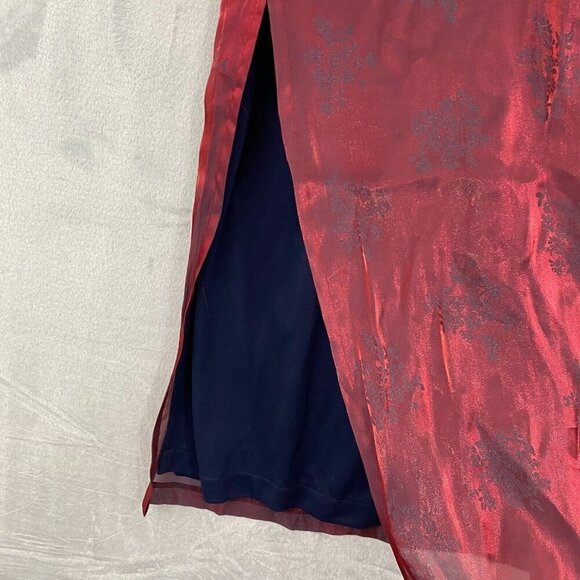 Vintage Harlow Nites Asian Brocade Maxi Dress Size 12 Sleeveless Evening Long - Picture 16 of 16